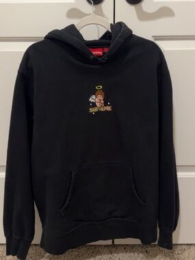 Supreme Black Angel Logo Hoodie